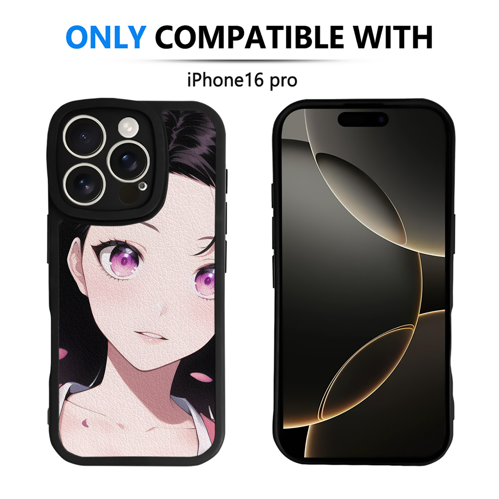（画像用） 鬼滅の刃（きめつのやいば）竈門 禰󠄀豆子／かまど ねずこ Kamado Nezuko 【iPhone 16シリーズ対応】シリコンスマホケース（レザー調） 材質：シリコン